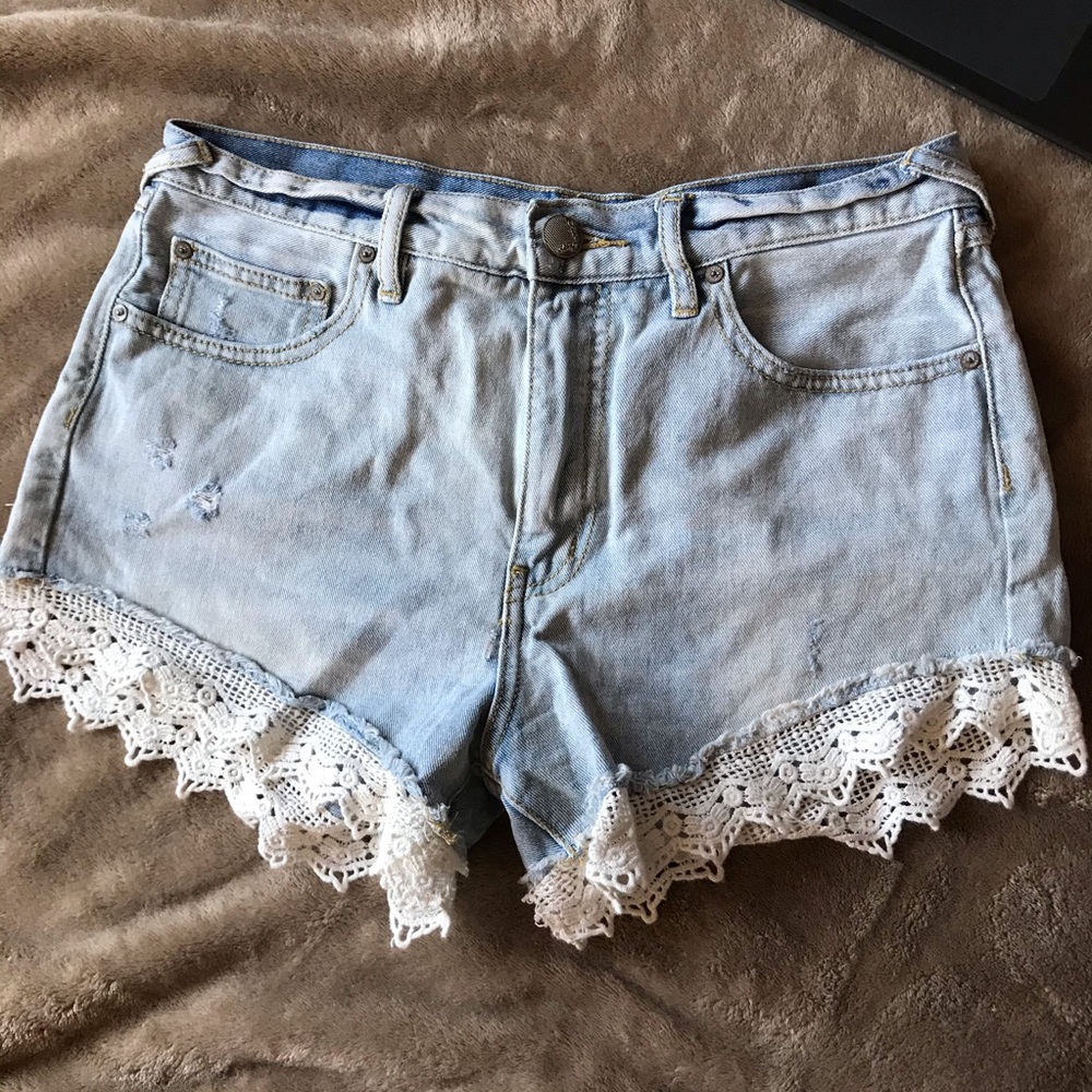 Free People Lace Trim Shorts